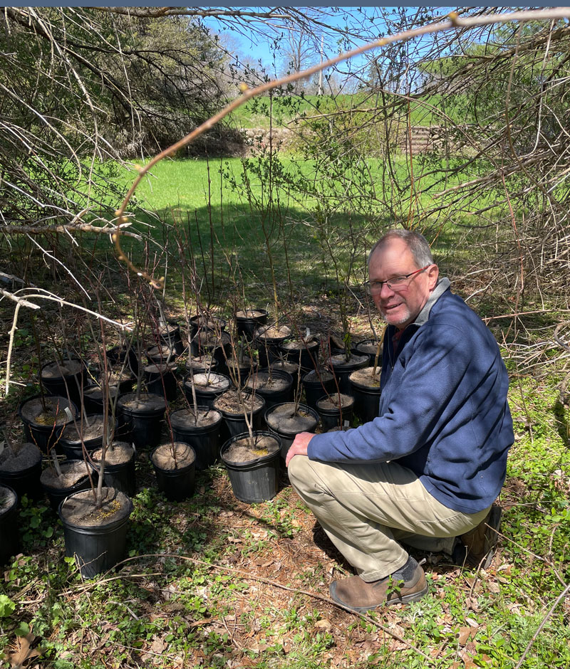 Nutmeg TU member Andy McNab helped pick up trees which will be planted along the Mill River in Easton Saturday, April 30.